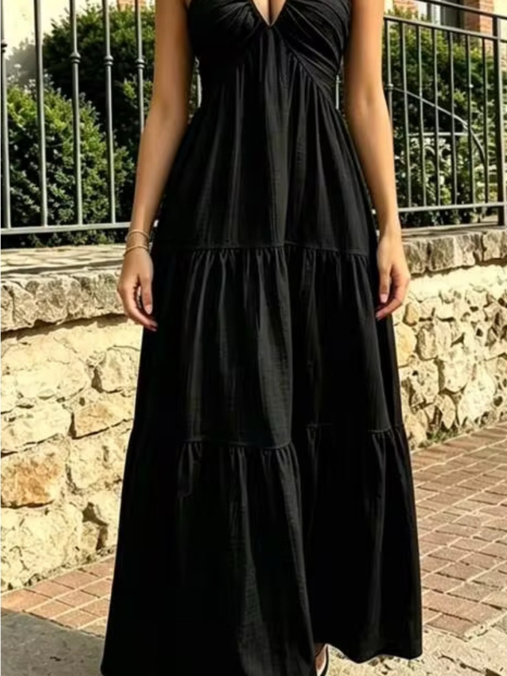 Elegant Women's Strapless Backless Layered Maxi Dress